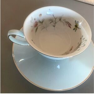 Floral Blue Teacup and Saucer Set